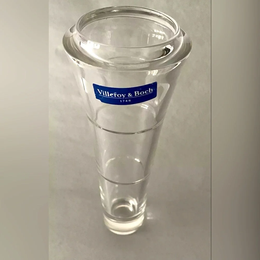 Villeroy & Boch Crystal Vase Clear Lead  Contemporary Modern  Vase Signed  1748